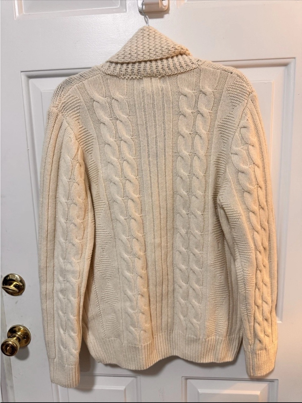 Spier & Mackay Cream Chunky Cable Knit Cardigan Wool Size Medium Men NWT - Picture 9 of 12